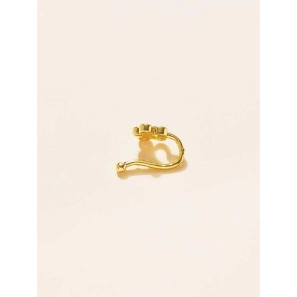 GOLD DIAMOND PAW PRINT NOSE RING CUFF - Picture 3 of 4